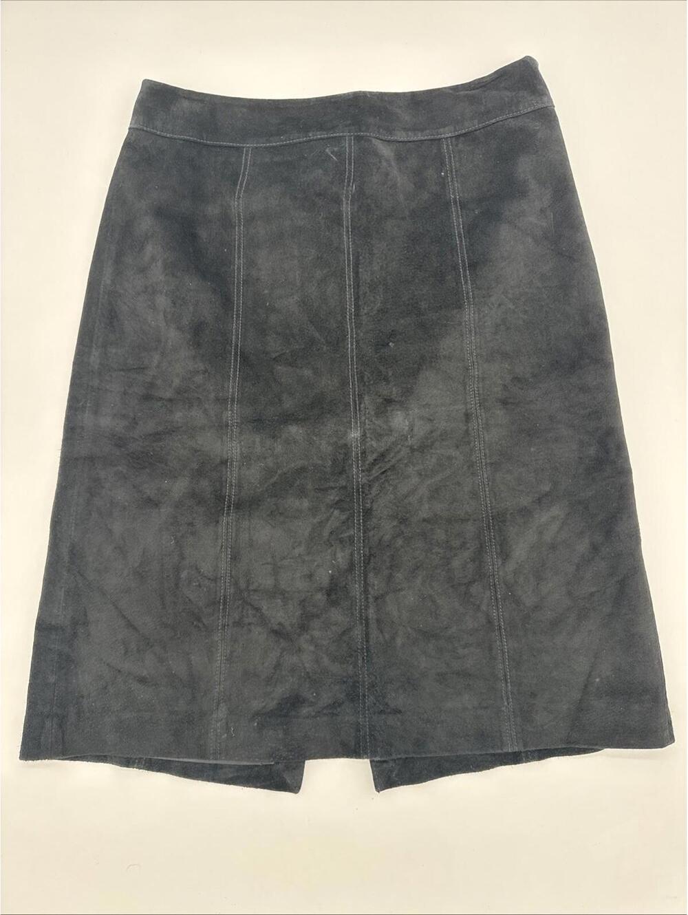 Ann Taylor Loft Leather Skirt Size 4 Knee Length Back Slit Black